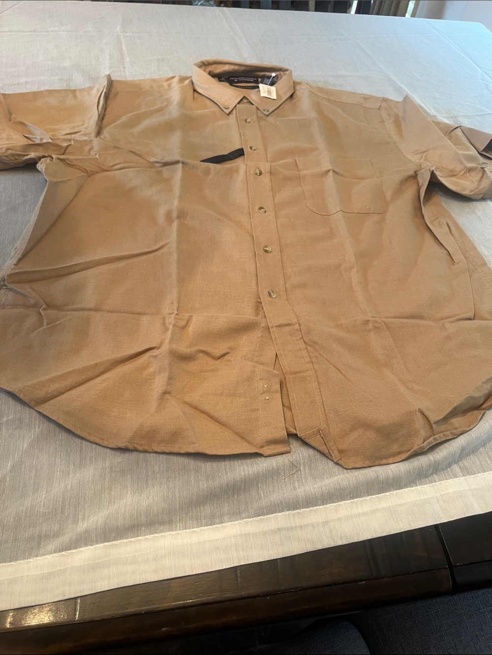 Roundtree & Yorke Casual Button-Down Shirt in Tan